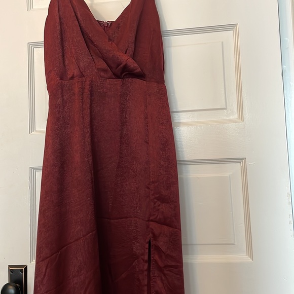 Lulu’s Constantine Burgandy Satin Maxi Dress - Picture 8 of 8